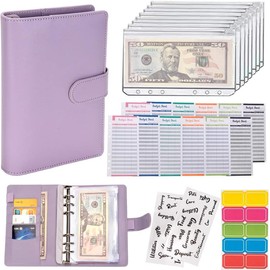 Budget Binder Cash Envelopes for Budgeting Money Organizer for Cash Money Envelopes for Cash Leather A6 Budget Binder with Zipper envelopes (Purple) Infinite Envelope tabbed cash