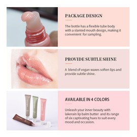 Dulele Glossy Lip Butter Balm, 4 Colors Peptide Lip Tint Lip Stain, Moisturizing Lip Gloss Hydrating Lip Glow Oil, Nourishing Lip Care & Repair Lip Mask