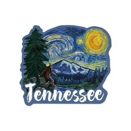 Die Cut Sticker Tennessee, Bigfoot, Starry Night, Contour Vinyl Sticker 1 to 3 inches (Waterproof Decal for Cars, Water Bottles, Laptops, Coolers), Small