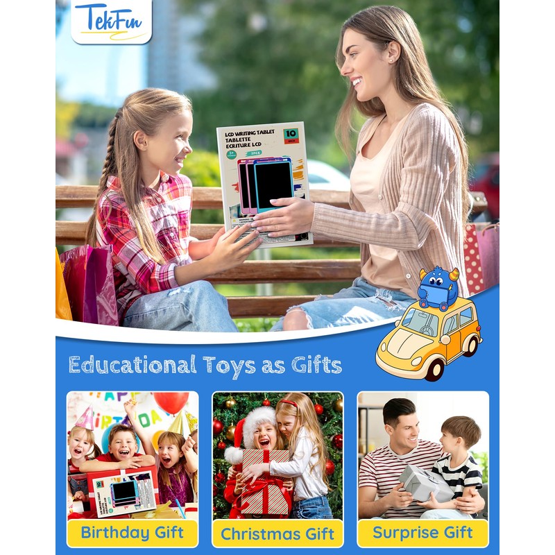 TEKFUN 2 Pack LCD Writing Tablet for Kids, 10 Inch