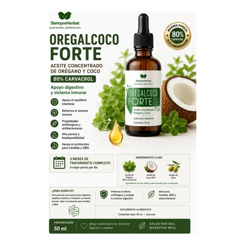 Aceite Concentrado De Orégano Y Coco Oregalcoco Forte 50 Ml