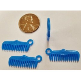 12 VINTAGE HONG KONG BLUE HAIR COMB 23x8mm. ACRYLIC CELLULOID BEAD CHARMS V739