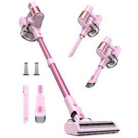 AOKOAK Pink Cordless Vacuum Cleaner, 45Kpa/550W/60 Mins Runtime Stick Vacuum with Self-Standing and Touch Screen, Anti-Tangle Wireless Vacumm, Vacuum Cleaners for Home/Pet Hair/Carpets/Floors