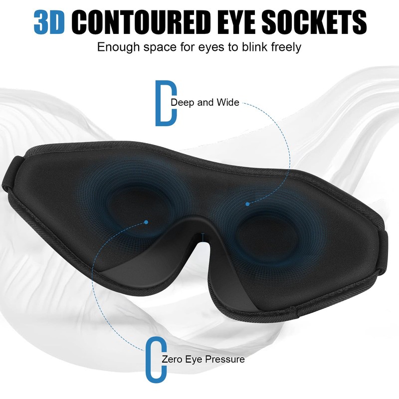 WellSync Sleep Eye Mask for Men Women,Zero Pressure 3D Blackout