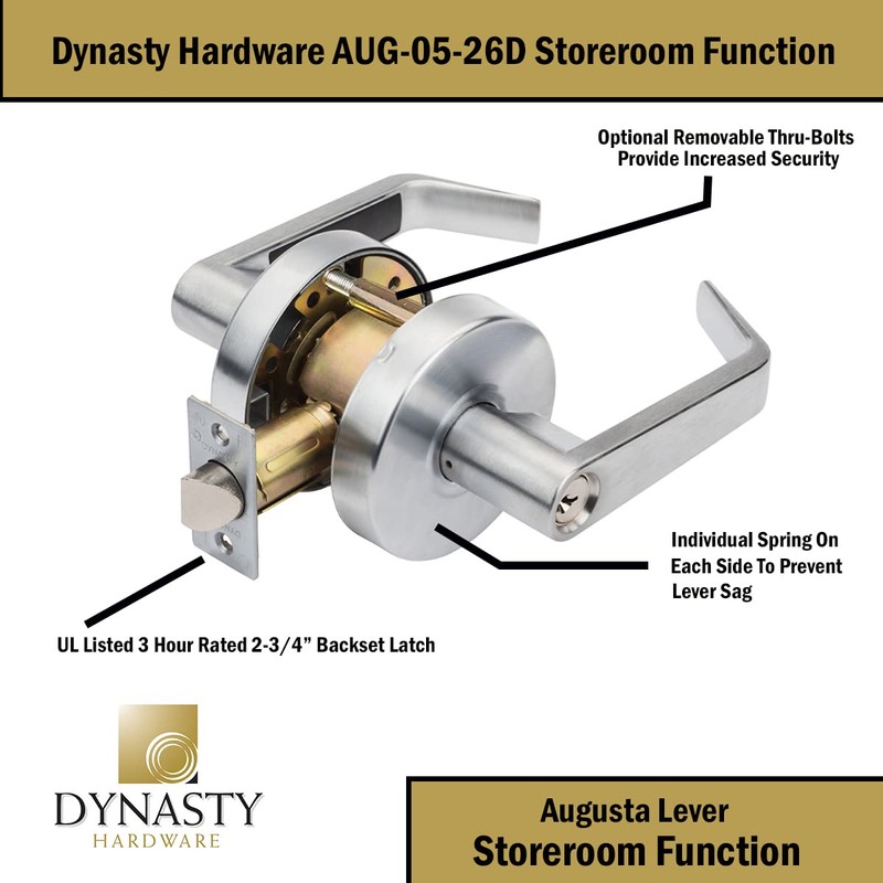 Dynasty Hardware Storeroom Door Lock Keyed Lever Lockset, ADA Compliant,