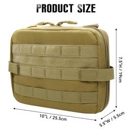 Qavctw Tactical Molle Admin Pouch with Four Straps Molle Utility Tool Pouch Two-Way Zipper First Aid EDC Pouch Medical EMT Organizer Outdoor Emergency Survival Bag