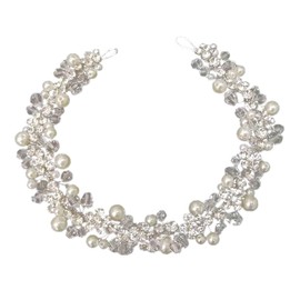 Beaupretty Diadema De Perlas Y Tocado De Diamantes De Imitación Para Novia Y Damas De Accesorios Para El Cabello Para Bodas Fiestas Y Sesiones De Fotos 12.59X0.78X0.39In