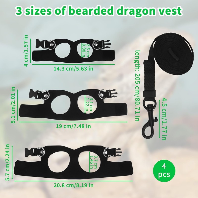 3 Sizes Set of Lead and Harness for Black Bearded