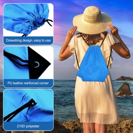 KUUQA 2 Pcs Light Blue Drawstring Backpack Drawstring Bag Bulk Sports Cinch Bags String Backpack Storage Bags for Gym Traveling