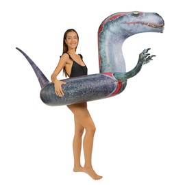 PoolCandy Inflatable 42" inch Animal Pool Tubes and Swim Rings (Velociraptor Dinosaur Inflatable 42" inch Pool Tube)
