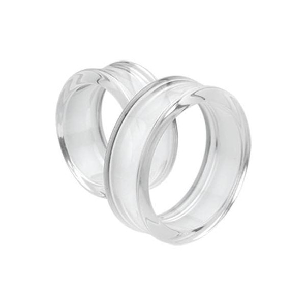 1 PAIR (2pcs) ACRYLIC TUNNELS Double Flare Gauges Solid Saddle