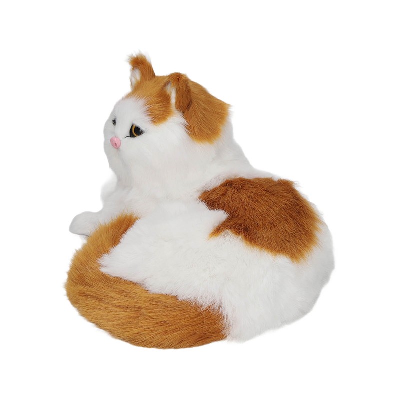 Simulation Furry Cat Figurine Home Cute Funny Synthetic Fur Cat