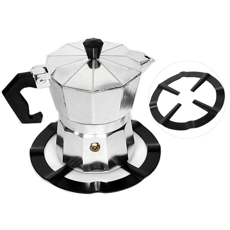 Round Stove Rack Coffee Pot Shelf Stainless Iron Black Moka