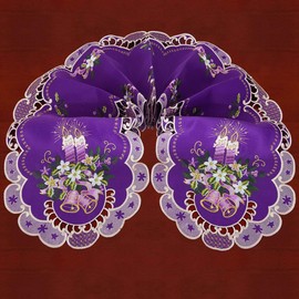 Simhomsen Embroidered Purple Table Runner for Christmas Holidays Decorations (14 × 107 Inches)