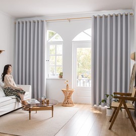 MOONVAN Window Greyish White Blackout Curtains for Bedroom 72 inches Long 2 Panels Set Grommet Blackout Drapes Energy Saving Noise Reducing Thermal Insulated for Bedroom Living Room Nursery