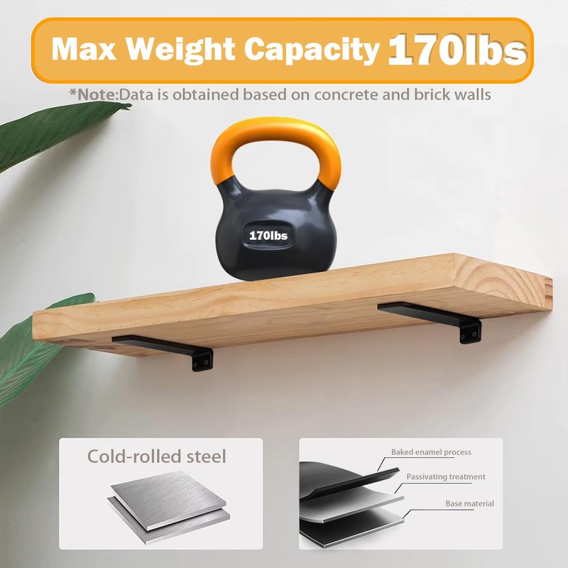 AUTOHJ Floating Shelf Brackets 6 inch 4 Packs L Bracket