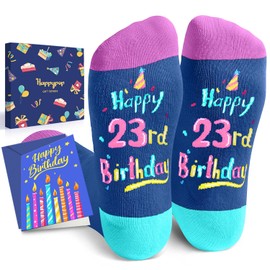 HAPPYPOP 23rd Birthday Gifts Ideas Socks - Gifts for 23 Year Old Woman Man, Best Gifts for 23 Year Old Male Female With Greeting Card