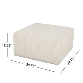 Adjustable Eco-Friendly Modern Upholstered Square Ottoman Beige Corduroy for Hotel Apartment Living Roomcolor: Beige, size: Beige + Corduroy + Foam + Plywood