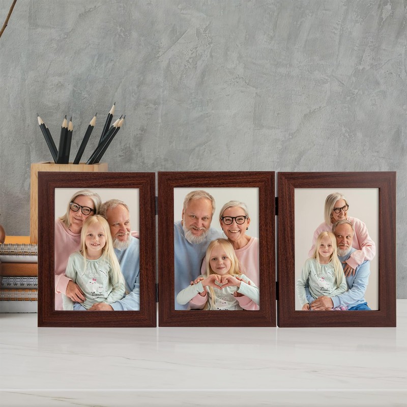 Frametory, 3 Picture Frames 5x7 Trifold Photo Frames Collage -