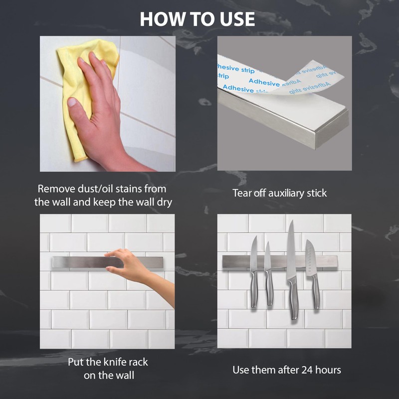 Hamletoff Magnetic Knife Strip for Wall no Drilling – 17