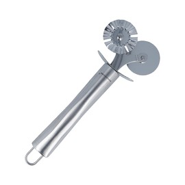 EUROHOME Olivia Wavy Stainless Steel Pastry Wheel, Puff Pastry Roller with 2 Wheels, Versatile Pastry Wheel for Pizza and Pasta