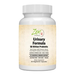 Zen Probiotic Urinary Formula, 50 Billion CFU, with Cranberry, Cran-Max, Organic Agave Inulin, 60 Capsules
