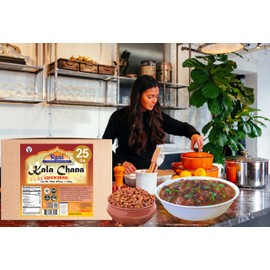 Rani Kala Chana (Desi Chickpeas Chana with skin) 400oz (25lbs) 11.36kg Bulk Box ~ All Natural | Gluten Friendly | NON-GMO | Vegan | Indian Origin