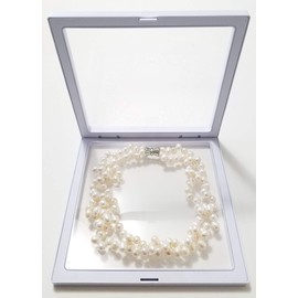 JM X-Large 7 x 7 x 0.75 Inches Transparent 3D Floating Frame Display Holder/Box/Frames for Challenge Coins, AA Medallions, Antique, Jewelry, Gift, White