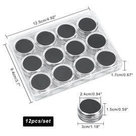 NBEADS Pack of 12 Diamond Gemstone Display Cases, Acrylic Beads Storage Container, Plastic Jewellery Display Box, Gemstone Display Case with Foam Mat for Bare Stone, Nude Diamond Coins, Black
