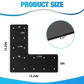 XZWMY L Post Bracket,13.2"x 13.2" Heavy Duty Mending Plate with Powder Coated Pergola Brackets,Beam Bracket,Truss Brackets,Post to Beam Connectors,L Shape Plate for Wood 6x6 Lumber……