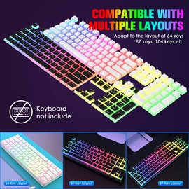 Manbasnake Pudding Keycaps Double Shot PBT Keycap Set with Translucent Layer,for 104 87 61 Keys RGB Backlit Mechanical Keyboards,OEM Profile,US Layout-Black
