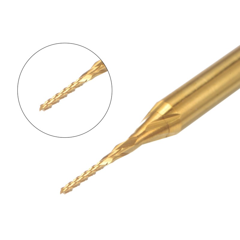 QUARKZMAN 10pcs 0.7mm Titanium Coated Carbide Milling Cutter Engraving Router