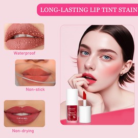 Kpeuuef 3 Colors Lip Tint Stain,Non-Stick Lip Gloss Long-Lasting Waterproof Lip & Cheek Lip Stain High Pigment Moisturizing Mini Liquid Lipstick for Women(1#+2#+3#)