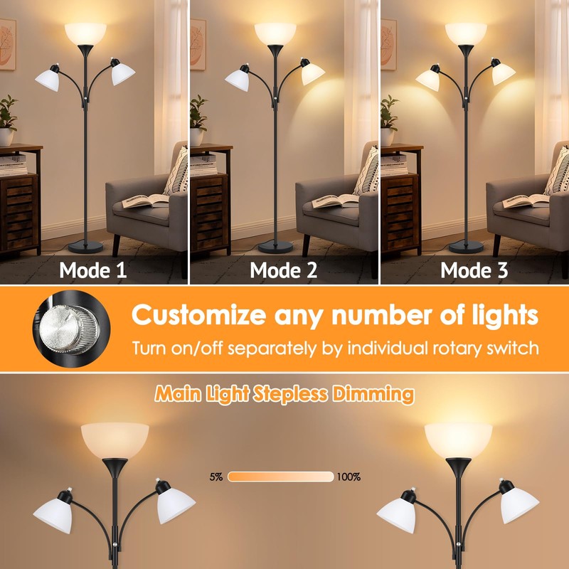 Coucrek Torchiere Floor Lamps for Living Room,72" Dimmable Lamp with