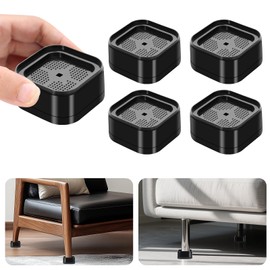 Hnndlra 4 Pack Furniture Risers, Ajustable Bed Lifts Rrisers, 1 Inch Stackable Heavy Duty Desk Riser, Table Leg Risers, Square Bed Raising Blocks, for Bed Desk Leg Couch Sofa Table Chair Dorm, Black