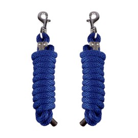 SIE Pack of 2 Solid Poly Lead Rope for Horse and Livestock 8 ft (Blue)