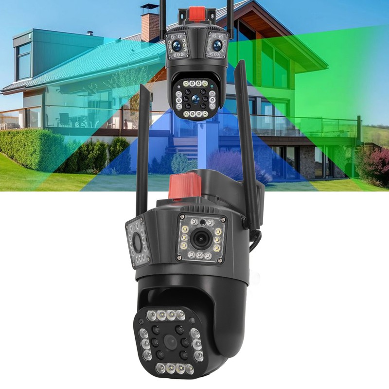 Outdoor 3 Lens Security Camera IP66 Waterproof 2 Way Talk