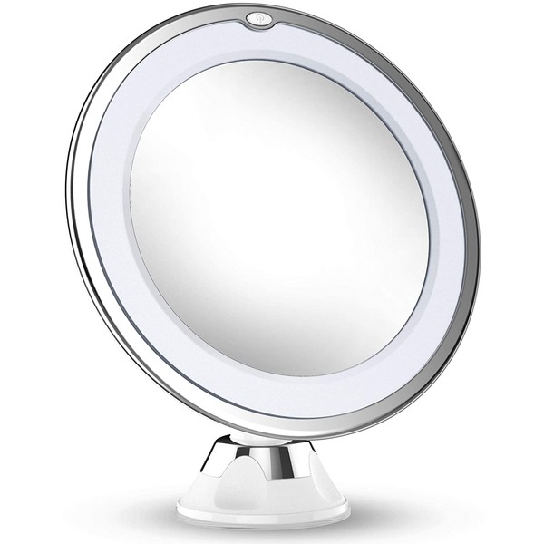 Updated 2020 Version 10X Magnifying Makeup Vanity Mirror with Lights, LED Lighted Portable Hand Cosmetic Magnification Light up Mirrors for Home Tabletop Bathroom Shower Travel