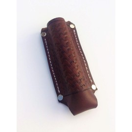AP Saddlery Leather Flashlight Holster for Terralux, Maglite Mini, Streamlight and Many Other AA Battery Flashlights (Dark Brown, Basketweave)