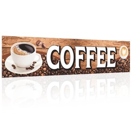 Tegeme Large Coffee Banner Sign Coffee Shop Banner Flag 2x10 Ft/ 24 x 120 Inch Oxford Fabric Cafe Business Sign for Easy Hang Indoor Outdoor