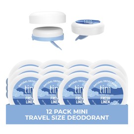 Tini Naturals Mini Travel Size Deodorant, Unisex Aluminum Free Deodorant with Coconut Oil & Shea Butter, 0.4oz each (12 Pack), Fresh Linen Scent