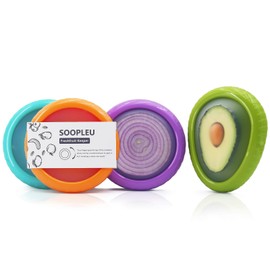 SOOPLEU Avocado Saver & Onion Storage – 4-Pack Reusable Produce Containers for Fridge – Help Reduce Food Waste Keepers for Tomato, Garlic, Lemon, and Cut Fruits