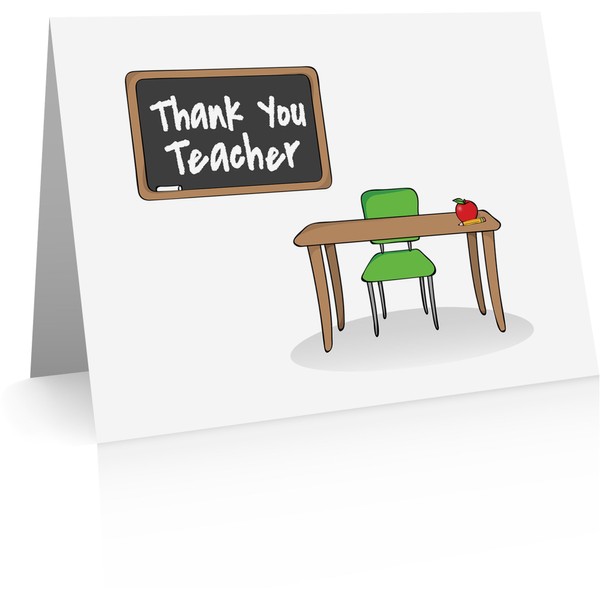 Teacher Thank You Cards for Teacher Gifts (12 Foldover Cards and Envelopes)