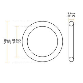 TOP-VIGOR 10Pcs Nitrile Rubber O-Rings, 70mm OD 63.8mm ID 3.1mm Width Metric Sealing Gasket, Rubber Washers O Rings Spacers for Faucet Plumbing Automotive Repair, Black