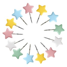 12PCS Cute Stars Decorative Shower Curtain Hooks Rings for Kids Girls Cartoon Shower Curtains Bathroom Decorations Accessories Set, Metal Rustproof Pastel Rainbow Color Stars Shower Curtain Hooks