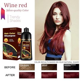 Champú de Tinte para El Cabello Borgoña 3 En 1, Cobertura de Cabello Gris para Mujeres y Hombres, Tinte de Cabello Instantáneo y de Larga Duración En Minutos, Champú de Color de Extracto de P
