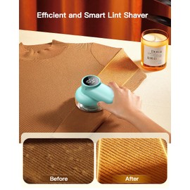 coldSky Rechargeable Fabric Shaver, Lint Shaver with Digital Display, Sweater Shaver with 6-Leaf Blades and Safety Lock, 3-Speeds Defuzzer Remove Fuzz, Pills from Clothes, Furniture, Blanket Green