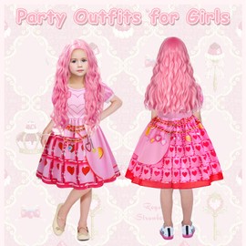 Princess Costumes for Girls, Kids Dress Up Costumes Party Dress Girls Fancy Dress Bridget Descendants Costume Carnival Wigs World Book Day Costume for Girls Theme Party Cosplay Outfit
