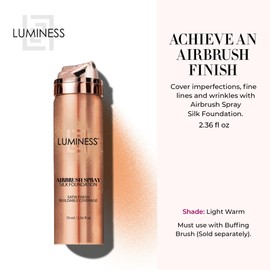 LUMINESS Silk Airbrush Spray Foundation - Full Coverage Foundation - Formula Hydrates & Moisturizes with Hyaluronic Acid, Aloe Vera & Hydrolyzed Silk (Shade - Light Warm)