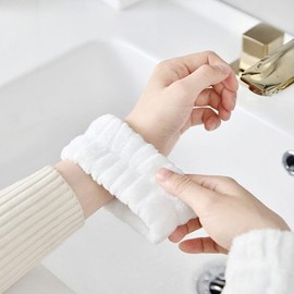 Julique Microfiber Wrist Wash Bands (2-pack) - Anti-Splash Wrist Protector for Face Washing Washing White 8ea